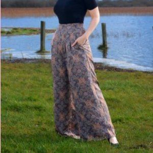 Dietrich Vintage Wide Leg Palazzo Pants in Royal Woods 30" Inseam | Small